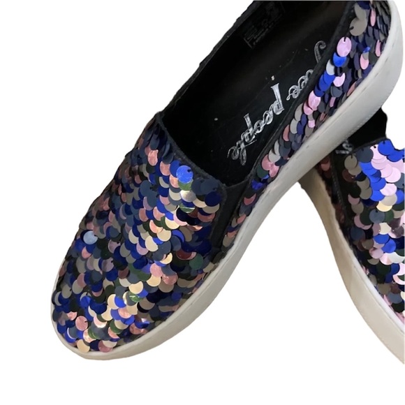 Free People Disco Sequin slides multi color sneakers so unique and rare 37 6.5 - Picture 2 of 5